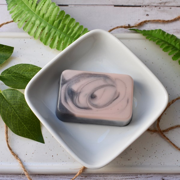 Charcoal Rose Cleansing Facial Bar, Acne Face Soap, Oily Skin Soap, Coconut Milk Soap, Vegan Soap, Handmade, All Natural Soap, Homemade Soap