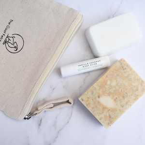 Mini Self-Care Trio: Hydrating Skincare Set | Coconut Bar & Oatmeal Hand Soap | Vanilla Lip Balm
