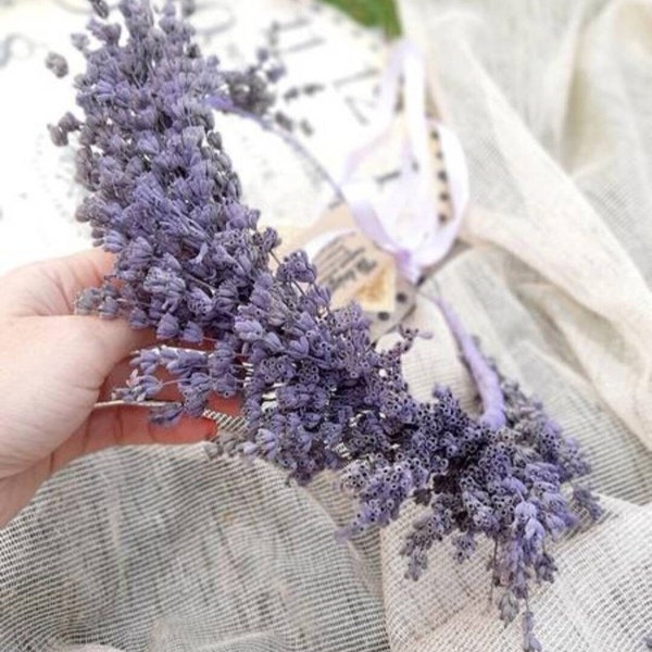 Handmade Lavender Dried Flower Crown, Bridal Headpiece, Wedding Hair Wreath