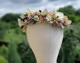 Dried flower crown, pink flower crown, Mommy and me flower crowns, Floral crown-boho flower crown, Fall dried halo flower crown, Hippie