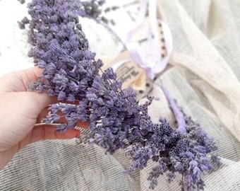 Corona de flores secas de lavanda hecha a mano, tocado de novia, corona de pelo de boda