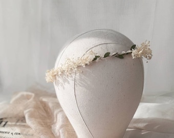 Cream baby's breath flower crown Dried gypsophila Boho crown Baby's breath Real dried flower crown Bleached gypsophila crown Wedding crown