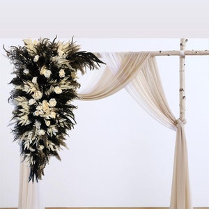 Gothic Black Dried Flower swag, Gothic Wedding arch arrangement, Arbor flowers. Wedding decor. Photos wedding arch, Large Wedding Swag