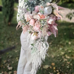 Wedding bouquet, Dusty Rose Bridal bouquet, Cascade bouquet, Blush Wedding bouquet, Dusty Rose Wedding flowers, Silk Bridal bouquet