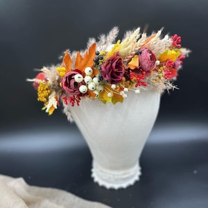 Rust orange flower crown, Fall wedding crown,  Thanksgiving Day headband Viburnum berry crown Autumn leaves headpiece Maple leaf crown
