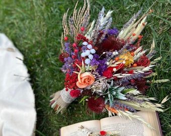Wildflower Boho Bouquet l Dried Flowers l Spring Wedding Bouquet l Fall Bridal Bouquet