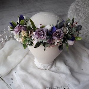 Lilac lavender mint flower crown Lavender wedding Bridal headpiece Wedding hair wreath Hair flowers Bridesmaid crown Maternity photo props