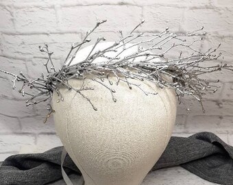 Winter silver crown frosty branches headband christmas crown winter holiday crown christmas headband silver crown glitter crown snow crown