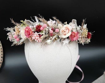 Dusty Rose Flower Crown - Mauve Rose Baby Crown - Photo Prop - Dusty Pink Floral Halo - Floral Crown - Infant Photos - Rose Hair Wreath