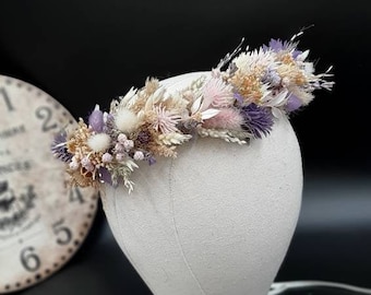 Lavender dried flower crown Lavender wedding Bridal headpiece Wedding hair wreath Hair flowers Bridesmaid crown wreath with lavender