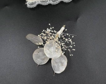 Dried lunaria Boutonniere, Dried fall boutonniere, Boutonniere for men, Rustic Wedding Boutonniere, Groomsmen Boutonniere, Ivory boutonniere