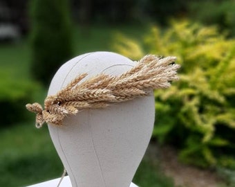 Wedding crown wheat head crown harvest country boho farmhouse style weddings bride head crown natural dried flowers rustic crown