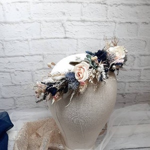 Navy blue flower crown, winter flower crown, pale blue headband, wedding flower crown, christmas flower crown, navy flower girl halo