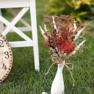 Small Dried Flower Bunches for Table, Place Settings gift, Bud Vase Flowers, Centerpieces,  dried bouquet, orange rust bouquet, autumn