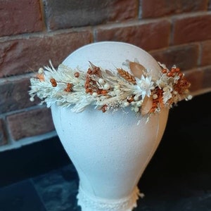 Handmade Rust Orange Fall Wedding Flower Crown, Boho Floral Headband