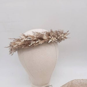 Corona de flores de aliento de bebé crema, corona de flores secas reales de aliento de bebé, corona de boda, corona rústica, corona boho de Gypsophila seca