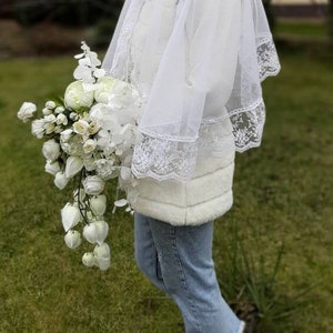 Cascade Wedding bouquet, White Bouquet, Cascading Bridal Bouquet, White Wedding Bouquet, Sage wedding Bouquet White Bouquet