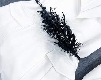 Black Halloween Floral Belt, Artificial and Dried Flowers, Black Flower Belt for Dress, Gothic Costume Accessory