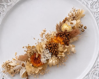 Boho Dried Flower Hair Comb Ivory Gold