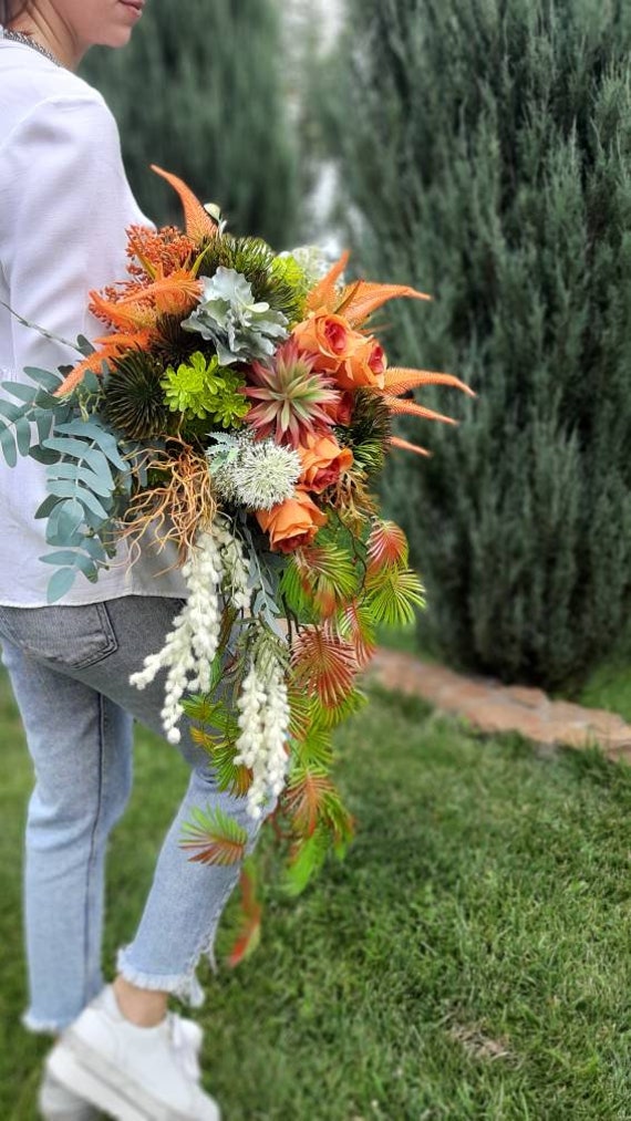 Cactus Succulent Bouquet Coral Burgundy Peach Flowers Bridal Bouquet Desert  Bouquet Fall Wedding Silk Flowers Boho Wedding Exotic Bouquet - Etsy