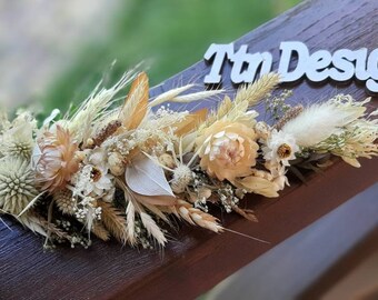 Ivory Hair Comb, Hair Pins, Dried flowers, preserved flowers, floral comb, hair clip accessories, wedding accessory, simple, wedding corsage