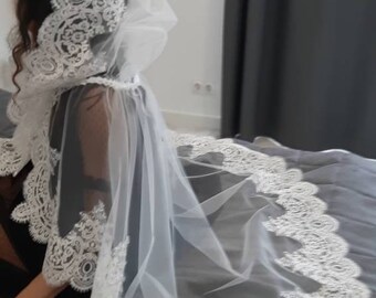 Velo de encaje color marfil para cubrir la cabeza, mantilla de encaje católica, chal bohemio, velo católico para cubrir la cabeza, velo blanco para capilla