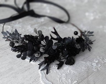 Black Flower Crown | Etsy