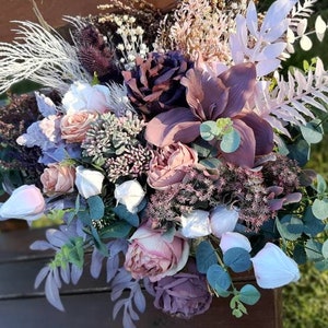 Boho bouquet Mauve blush pink flowers Bridal bouquet Faux bouquet Fall wedding Bridesmaid bouquet Silk flowers Boho wedding Purple bouquet
