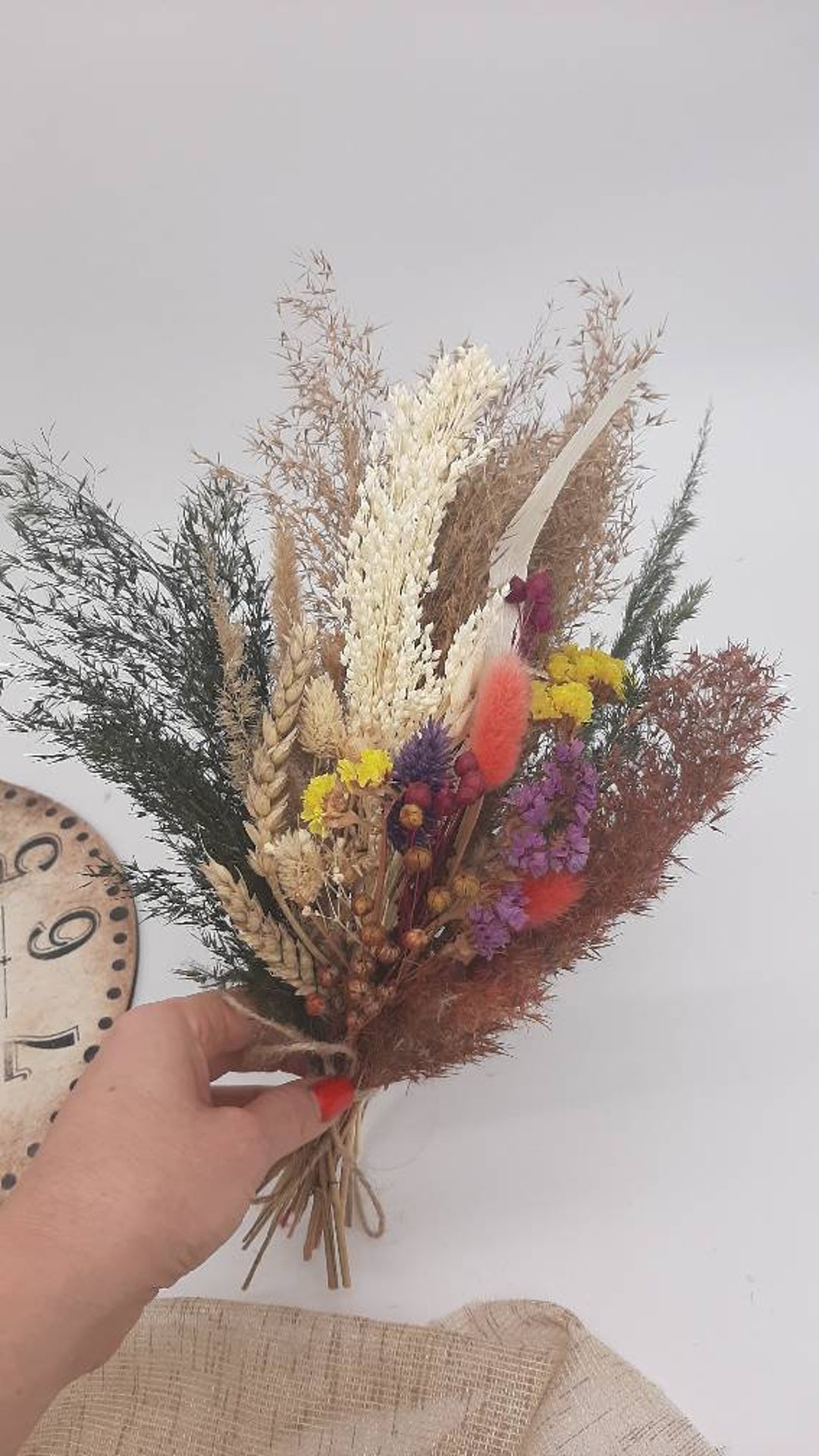 Dry Flowers Bouquet, Cream Yellow Bouquet, Real Dried Flowers, Forever