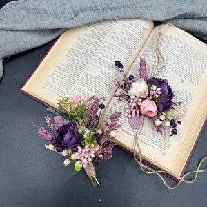 Purple Boutonniere, Lilac, Mauve, Periwinkle Boutonniere for wedding, buttonhole, boutonniere for men, Groom & Groomsmen, prom