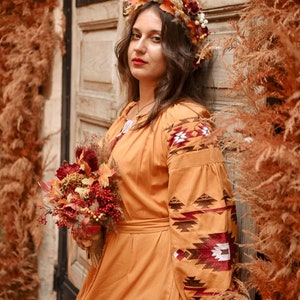 Rust orange flower crown, Fall wedding crown,  Thanksgiving Day headband Viburnum berry crown Autumn leaves headpiece Maple leaf crown