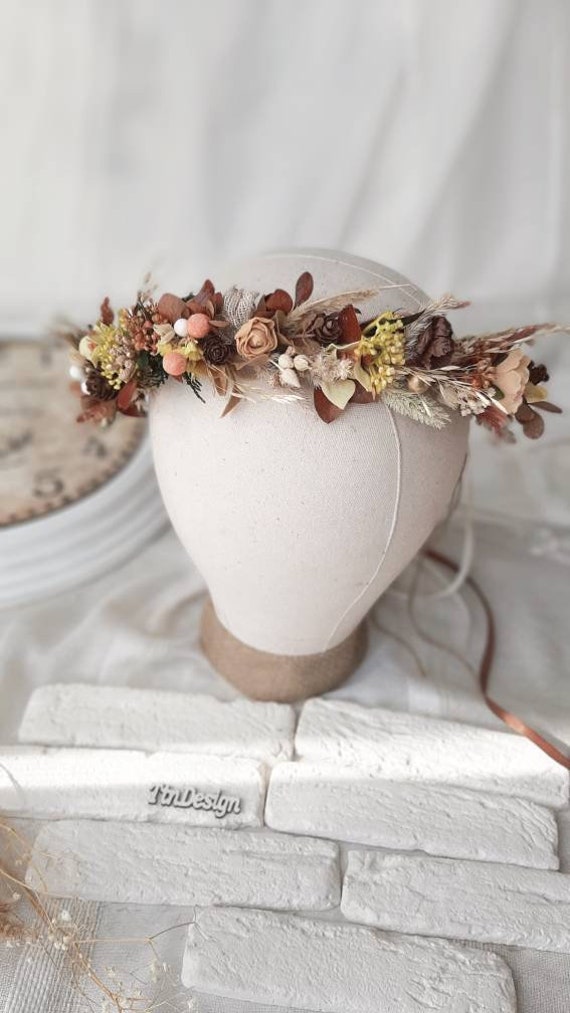 Fall flower crown Orange flower crown Fall wedding Maternity flower…