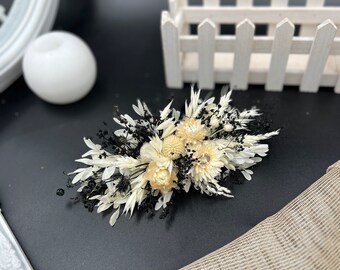 Peine gótico Peine de flores negras Peine de pelo de boda gótico negro Flor negra Alfileres de pelo Peine de flores negras Pieza de pelo natural seco Boho