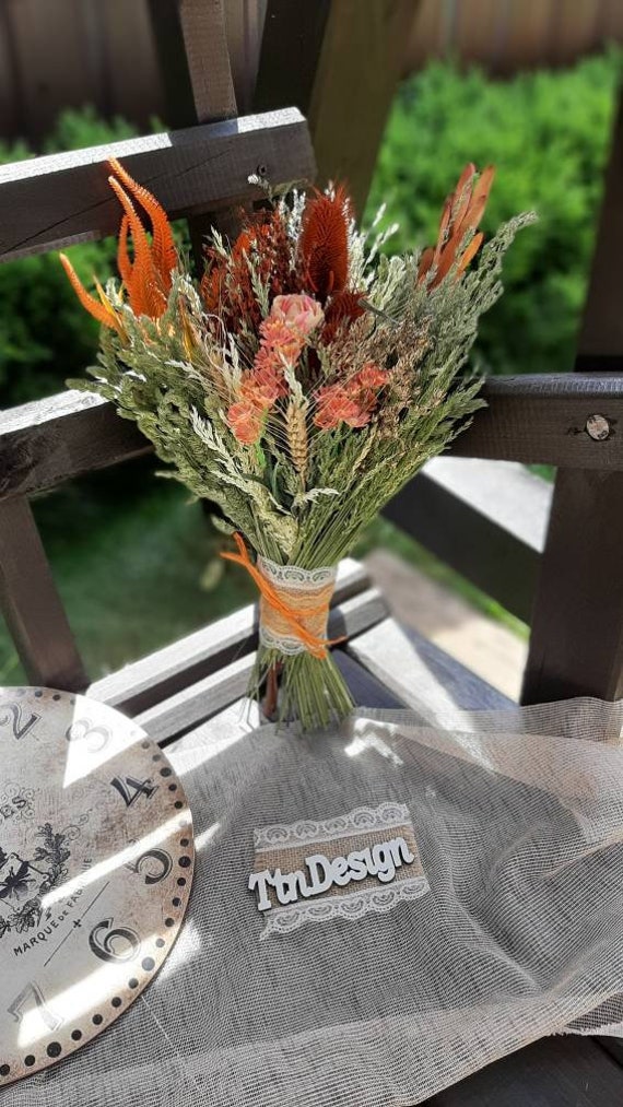 Rustic boho eucalyptus Bridal bouquet Taupe tan ivory neutral | Etsy