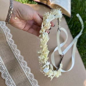 Babys Breath Krone, ECHTE getrocknete Blumenkrone, getrockneter Babys Breath Kranz, echte getrocknete Blumenkrone, Heiligenschein, Tiara, umweltfreundlich, natürliche Krone