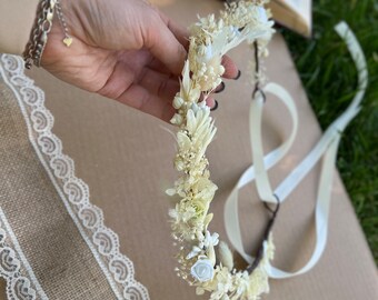 Babys Breath Crown, REAL dried flowers crown, Dried Babys Breath wreath, Real dried flower crown, halo, tiara, eco friendly, natural crown