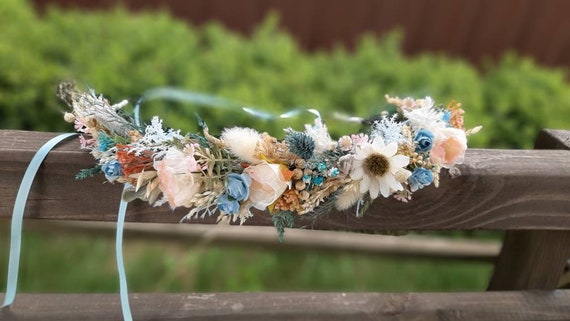 Dusty blue handmade crown Dusty blue & gold ??? #hairband #handmade #crown #bespoke  main image 3