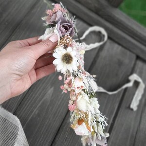 Mauve Blush Pink Flower Crown, Bridal Floral Headpiece, Wedding Hair Wreath, Bridesmaid Halo, Flower Girl Crown, Boho Maternity Wreath