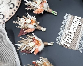 Rustic Boutonniere, Dried fall boutonniere, Boutonniere for men, Rustic Wedding Boutonniere, Groomsmen Boutonniere, Orange boutonniere