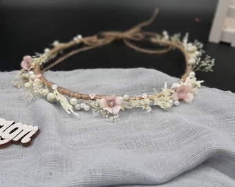 Dried ivory Baby's Breath flower crown, Baby's Breath Real Dried Flower Crown, Wedding Crown, Rustic crown, dried Gypsophila, boho crown