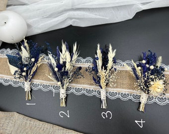 Navy blue Ivory boutonnie Rustic Boutonniere, Dried fall boutonniere, Boutonniere for men, Rustic Wedding Boutonniere, Groomsmen Boutonniere