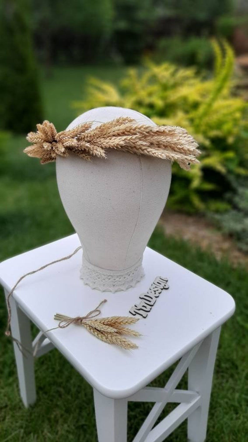 Dried Wheat Boutonniere, Rustic Country Wedding, Autumn Wedding,Rustic Boutonniere, Boutineer, Bleached boutonniere, natural boutonniere image 3