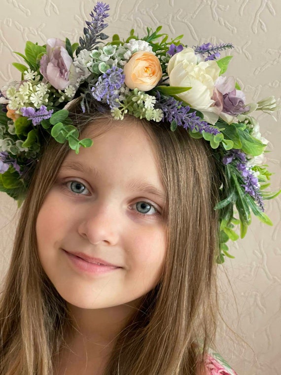 Lavender Crown Purple Flower Crown Rustic Flower Crown Etsy