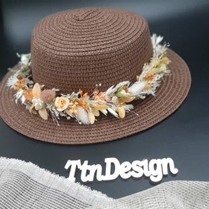 Dried flower crown for autumn wedding – terracotta and orange boho floral headpiece with artificial accents – rustic bride hair wreath