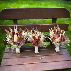 Terracotta Orange Wedding Bouquet, Rust Bridal Bouquet, Fall Dried Flower Bouquet, Boho Bridesmaid Bouquet, Autumn Wedding Flowers