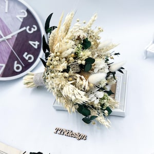 Bridal dried flower bouquet with eucalyptus – rustic boho wedding bouquet, bridesmaid bouquet, preserved & stabilized flowers