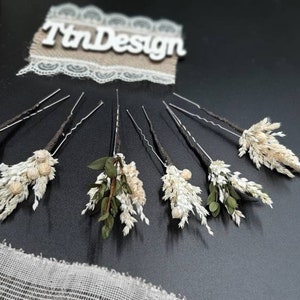Babys breath hair pins Gypsophila hair piece Dried flower hair accessory Rustic floral headpiece Bridal hair piece Boho Eucalyptus hair pins