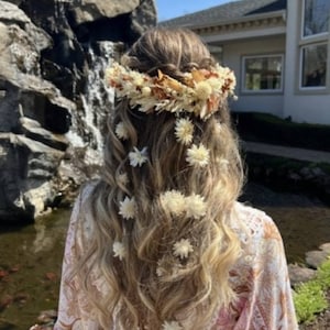 Dried Flower Hair Comb, Boho Wedding Hairpiece, Fall Bridal Hair Accessory, Rustic Hair Vine, Orange Hairpiece, Long Hair Comb