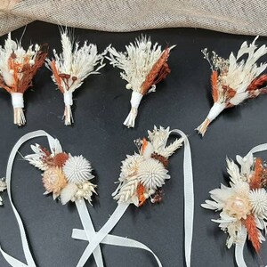 Rustic Dried Fall Boutonniere, Terracotta Boutonniere for Men, Groomsmen Wedding Boutonniere, Earthy Tones, Rustic Wedding Decor