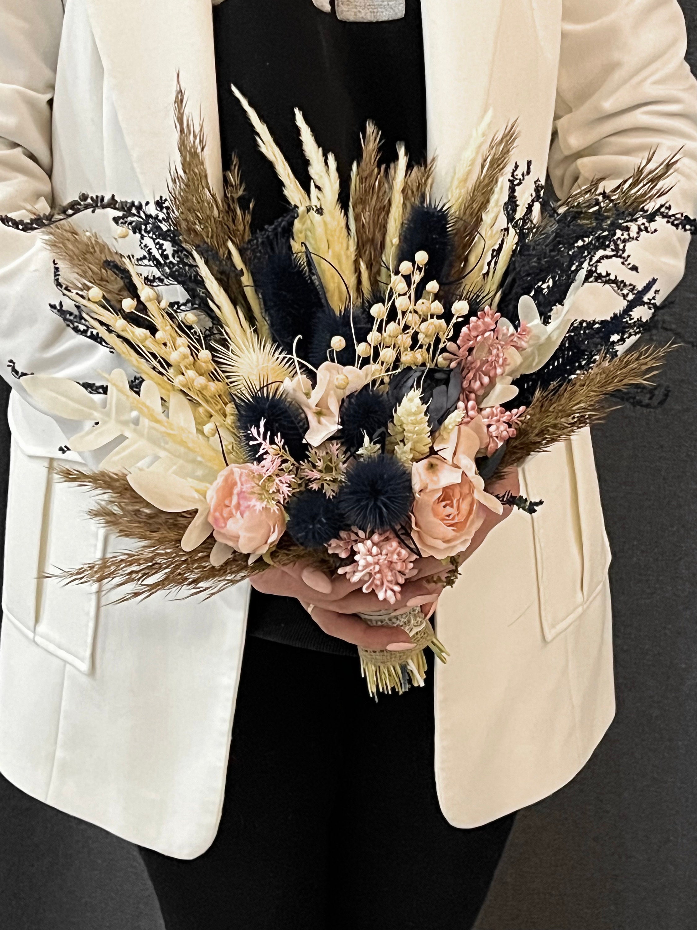 Navy Blue Pink Bouquet
